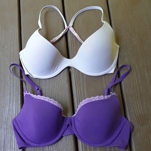 ❤ Victorias Secret Bras Pink Purple Set Of 2!!! 34C